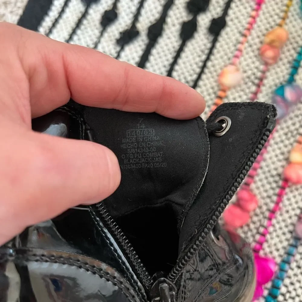 Old Navy Shiny Black Combat‎ Boots Side Zip Toddler Sz 7